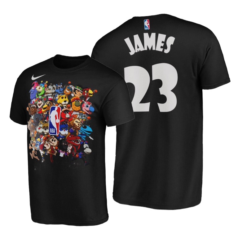 Men's Los Angeles Lakers LeBron James #23 NBA 2020 New Season Mascot Power Player Whole New Game Black Basketball T-Shirt OHS7383MW